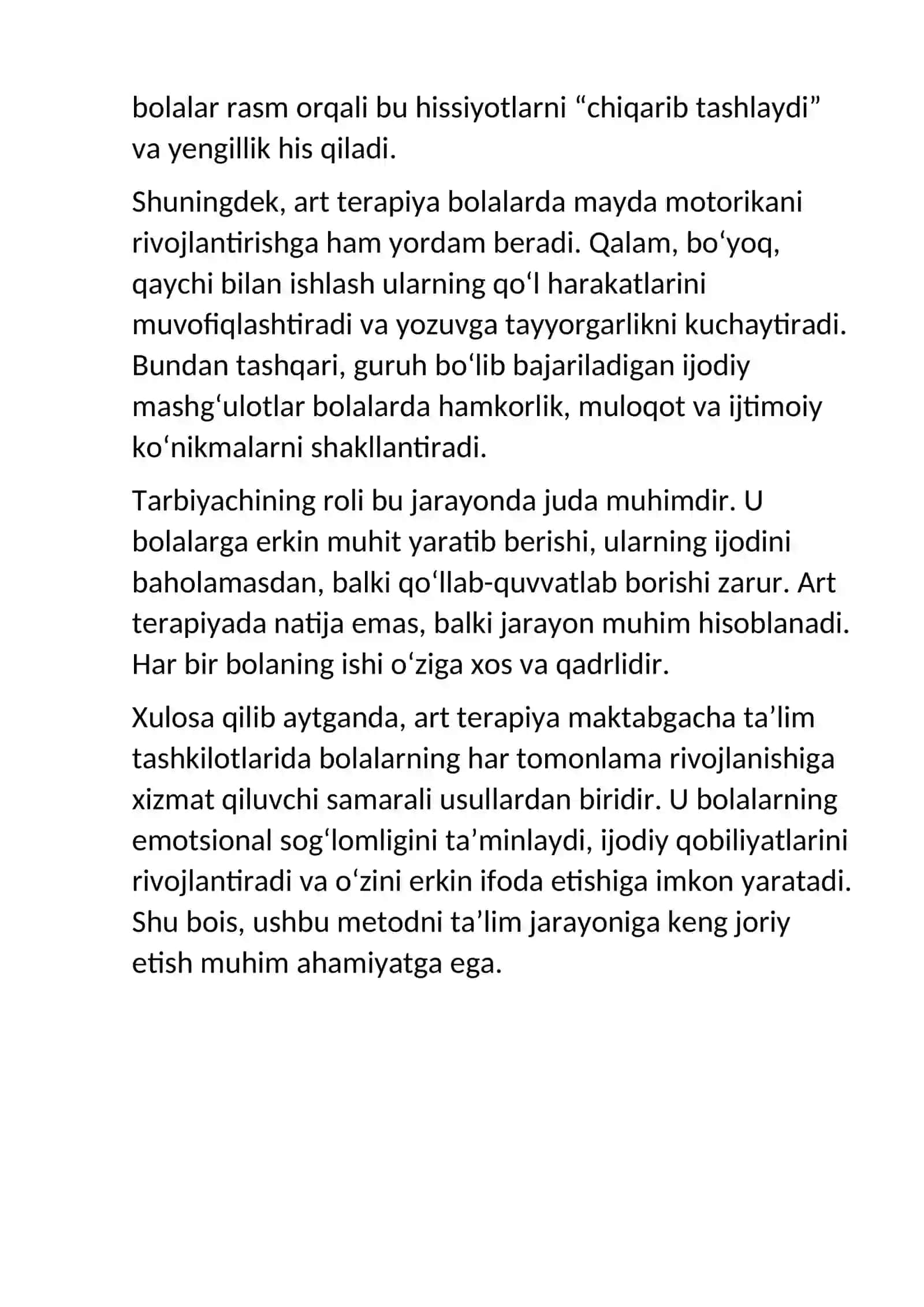 MAKTABGACHA TALIM TASHKILOTLARIDA ART TERAPIYANI QOLLASH 2