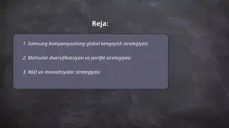 Samsung kompaniyasi strategiyasi 2
