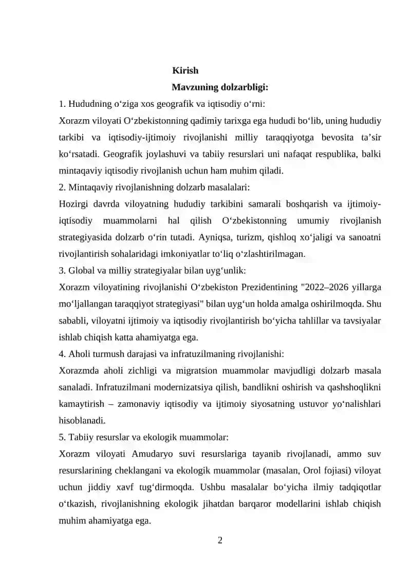 XORAZM VILOYATINING MA'MURIY-HUDUDIY TARKIBI VA IJTIMOIY RIVOJLANISH XUSUSIYATLARI 2