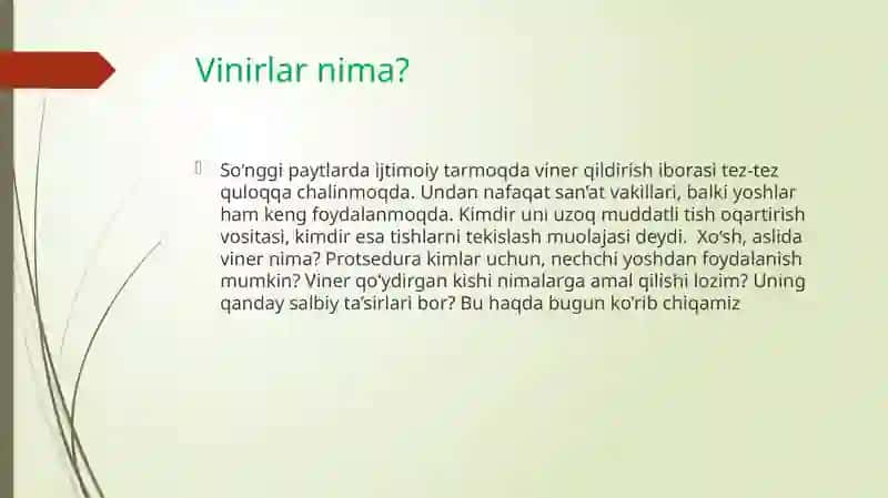 stomatologiyada vinirlar bilan ishlash 2