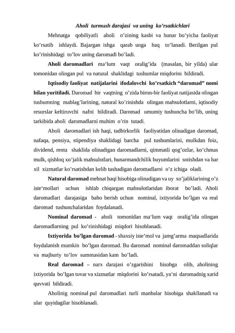Aholi daromadlari tarkibi va turlari 2