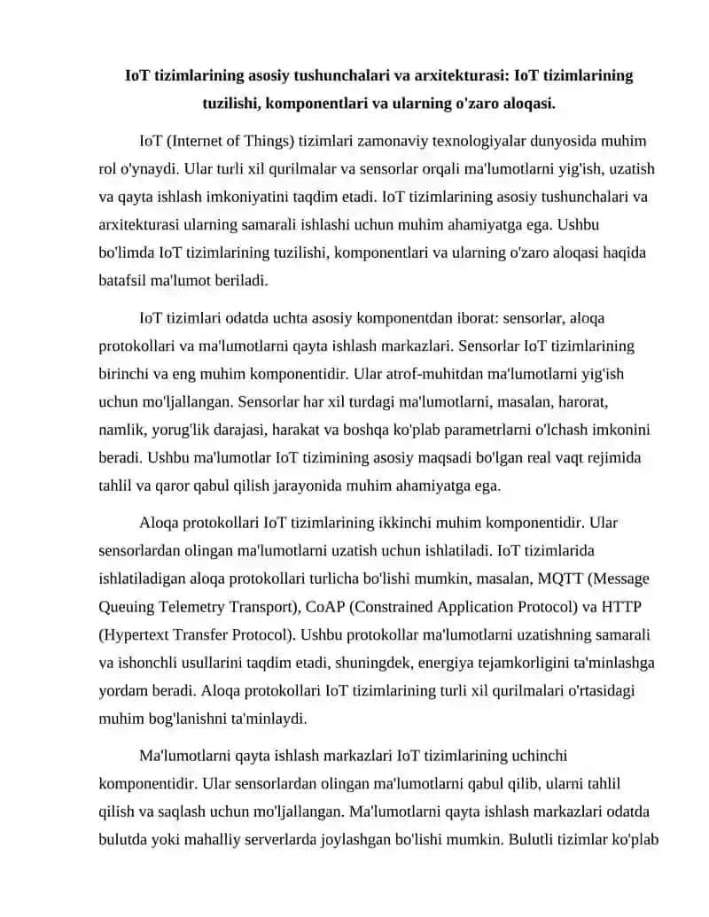 IoT tizimlarining asosiy tushunchalari va arxitekturasi 2
