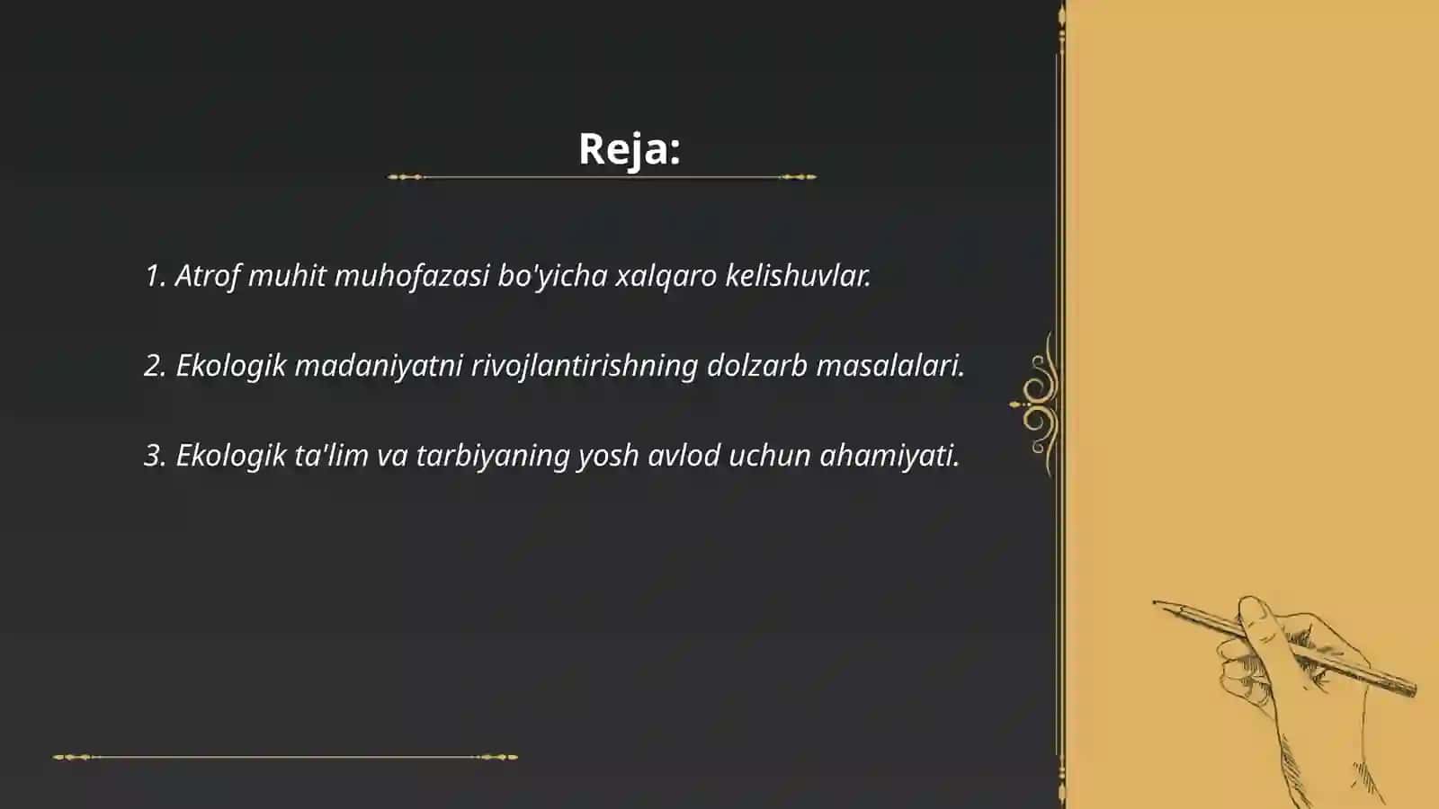 Atrof muhit muhofazasi, ekologik madaniyat, ekologik ta'lim tarbiya, ekologik ma'rifat masalalari 2