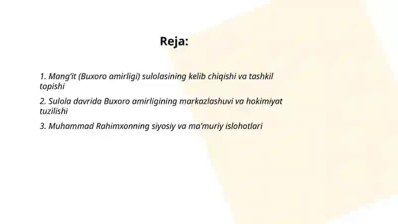 Mangʻit sulolasi Buxoro amirligi 2