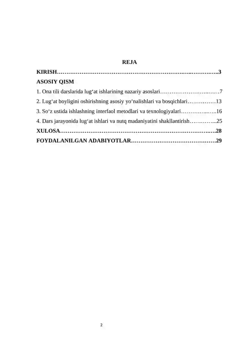 Ona tili darslarida lugʻat ishlari metodikasi 2