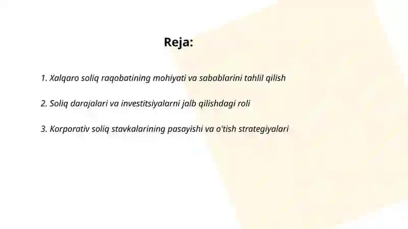 Xalqaro soliqqa tortish fanidan Taqdimoti 2