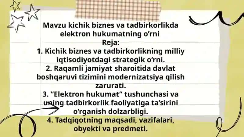 Kichik biznes va tadbirkorlikda elektron hukumatning o'rni 2