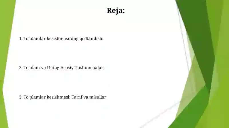 To'plamlar. To'plam kesishmasi 2