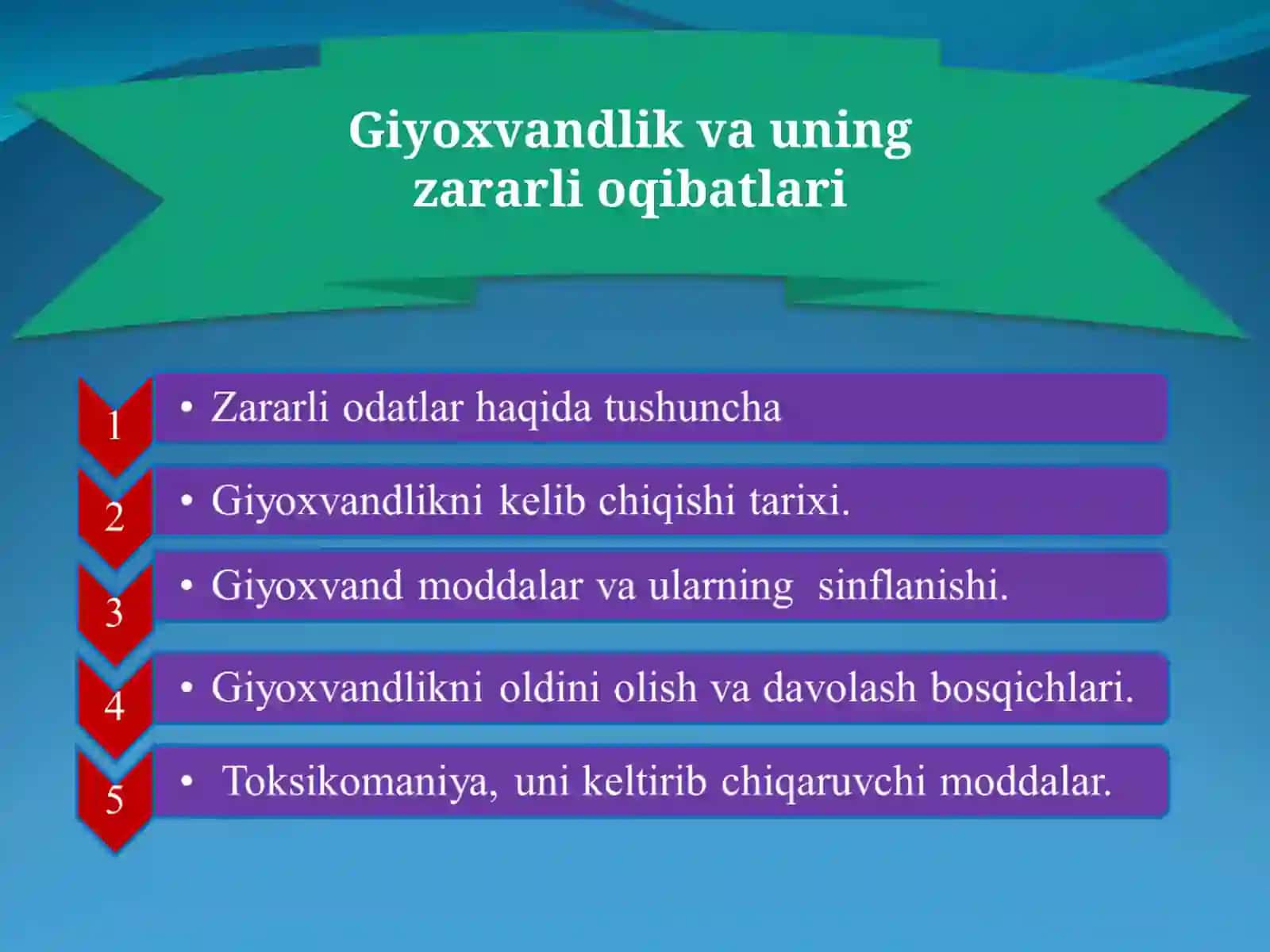 ZARARLI ODATLAR: GIYOHVANDLIK VA TOKSIKOMANIYA 2
