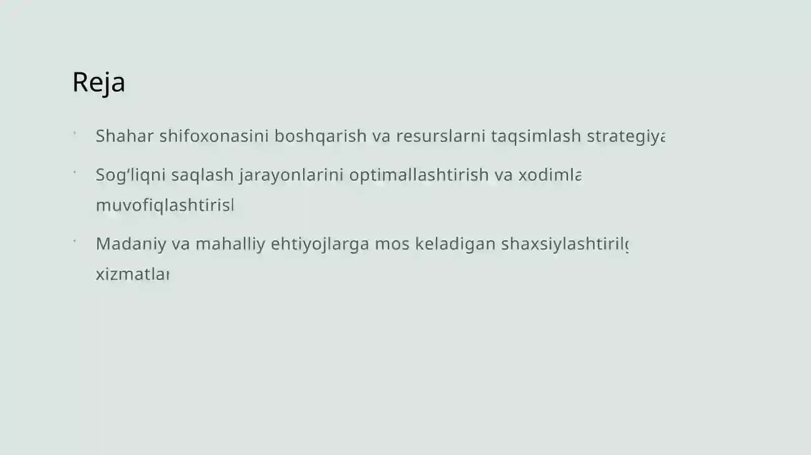 Shahar shifoxonasini boshqarish va resurslarni taqsimlash strategiyasilari 2