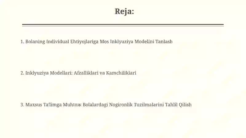 Inklyuziya modelini tanlash 2