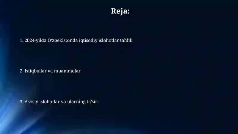 2024-yilda Oʻzbekistonda iqtisodiy islohotlar tahlili 2