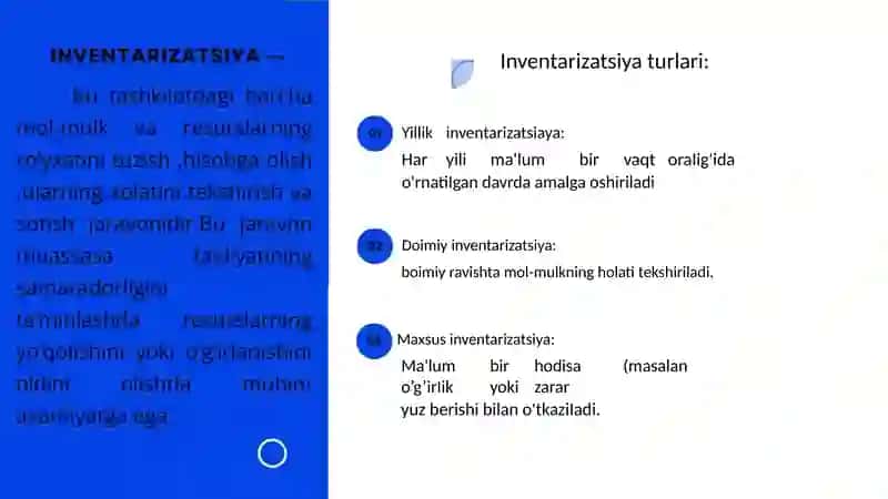 Inventarizatsiya tashkil etish va uni o’tkazish 2