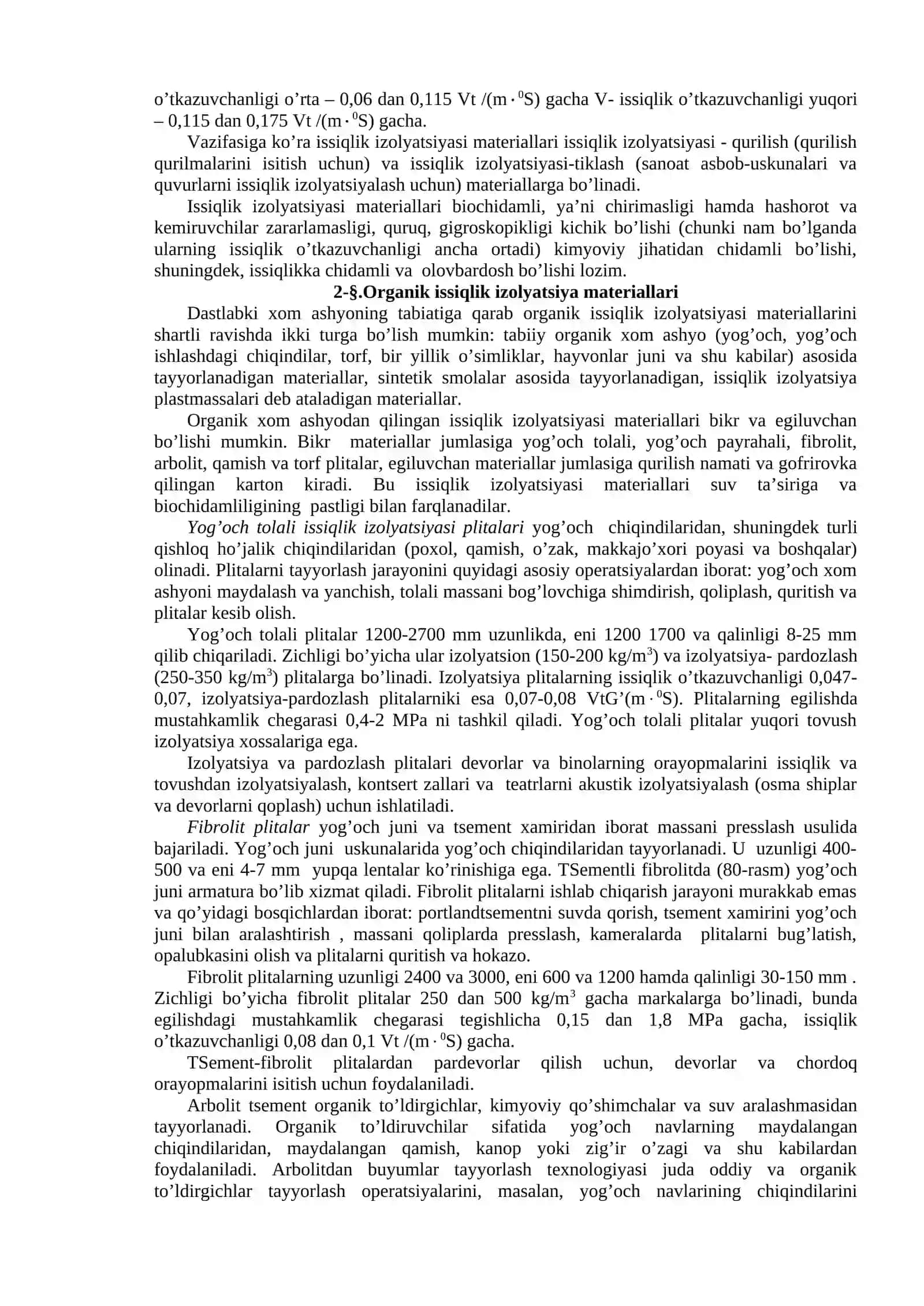 ISSIQLIK IZOLYaTSIYaSI VA AKUSTIK MATERIALLARNING ASOSIY XOSSALARI 2