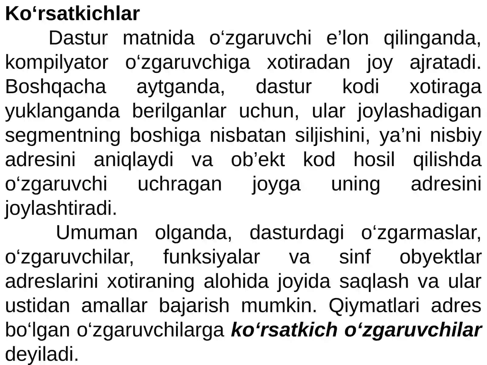 Ko'rsatkichlar 2