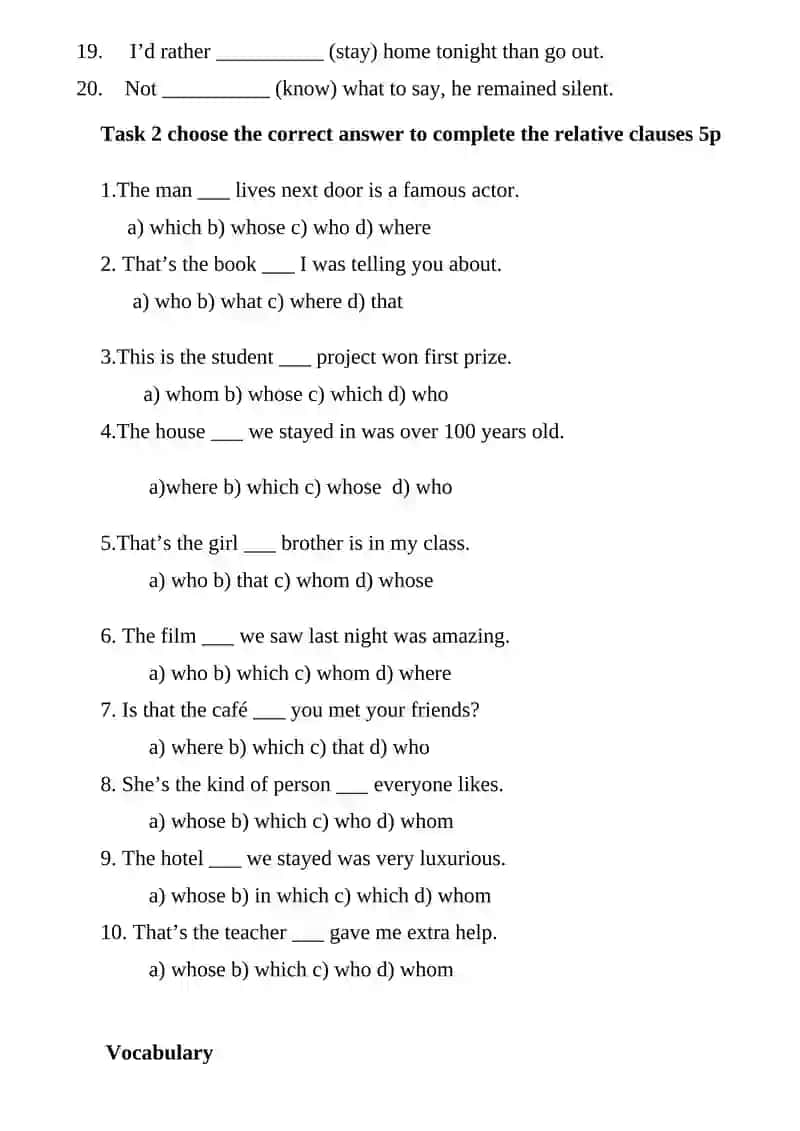 Final Test on Vocabulary & Grammar 2