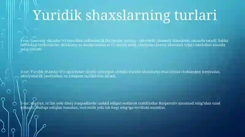 Yuridik Shaxslarni Soliqqa Tortishning O'Ziga Xos Xususiyatlari 2