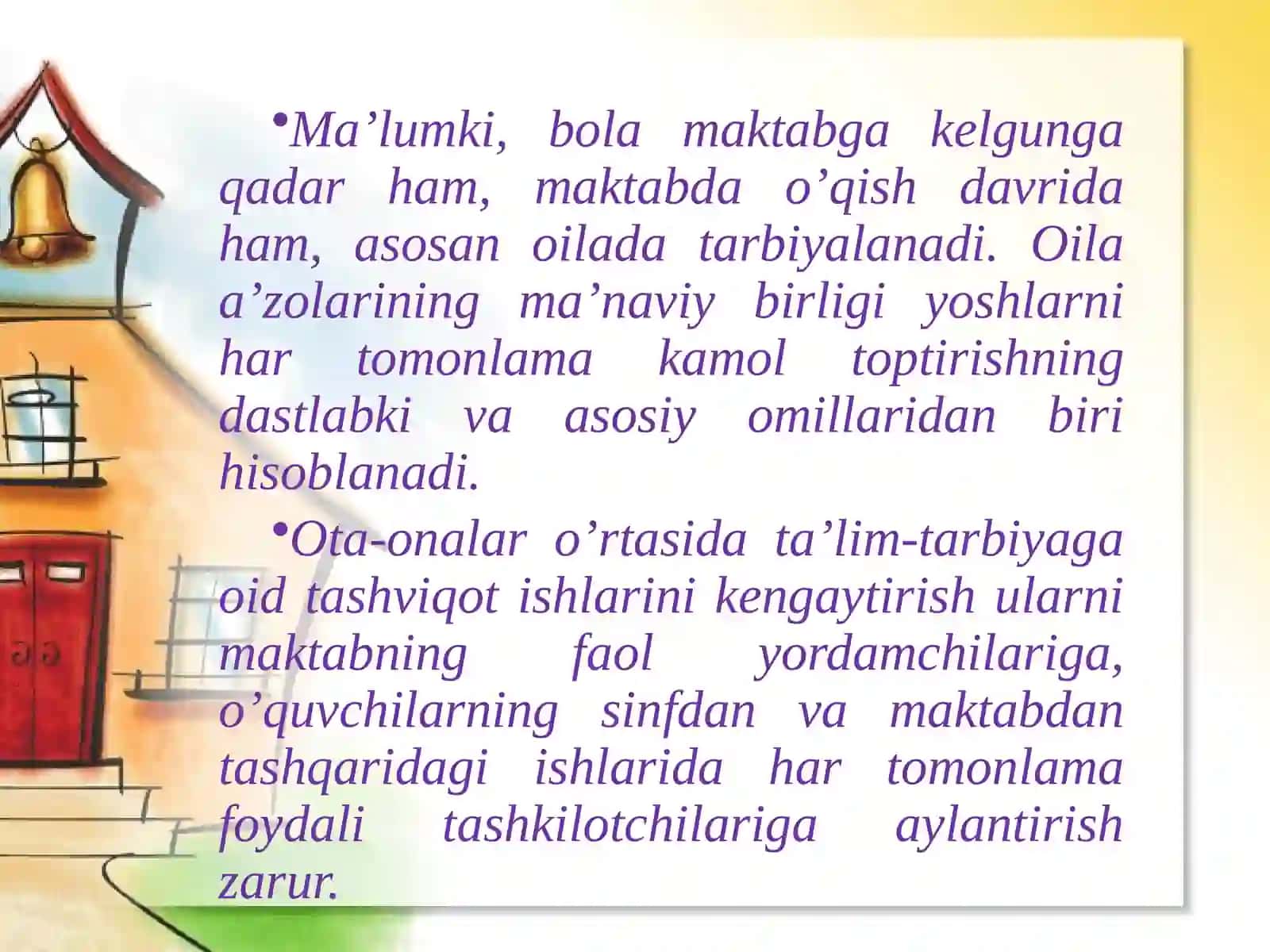 Boshlang’ich ta’limda oila, mahalla va ta’lim muassasasi hamkorlik mexanizmini yo’lga qo’yish 2