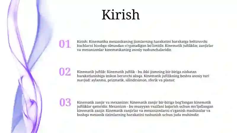 Kinematik Juftlik. Kinematik Zanjir Va Mexanizm Tushunchalari 2