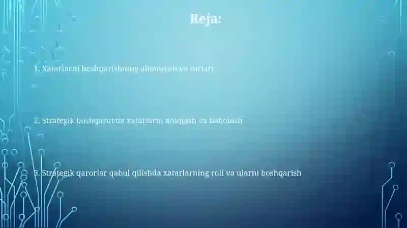 Strategik boshqaruvda xatarlarni aniqlash va baholash 2