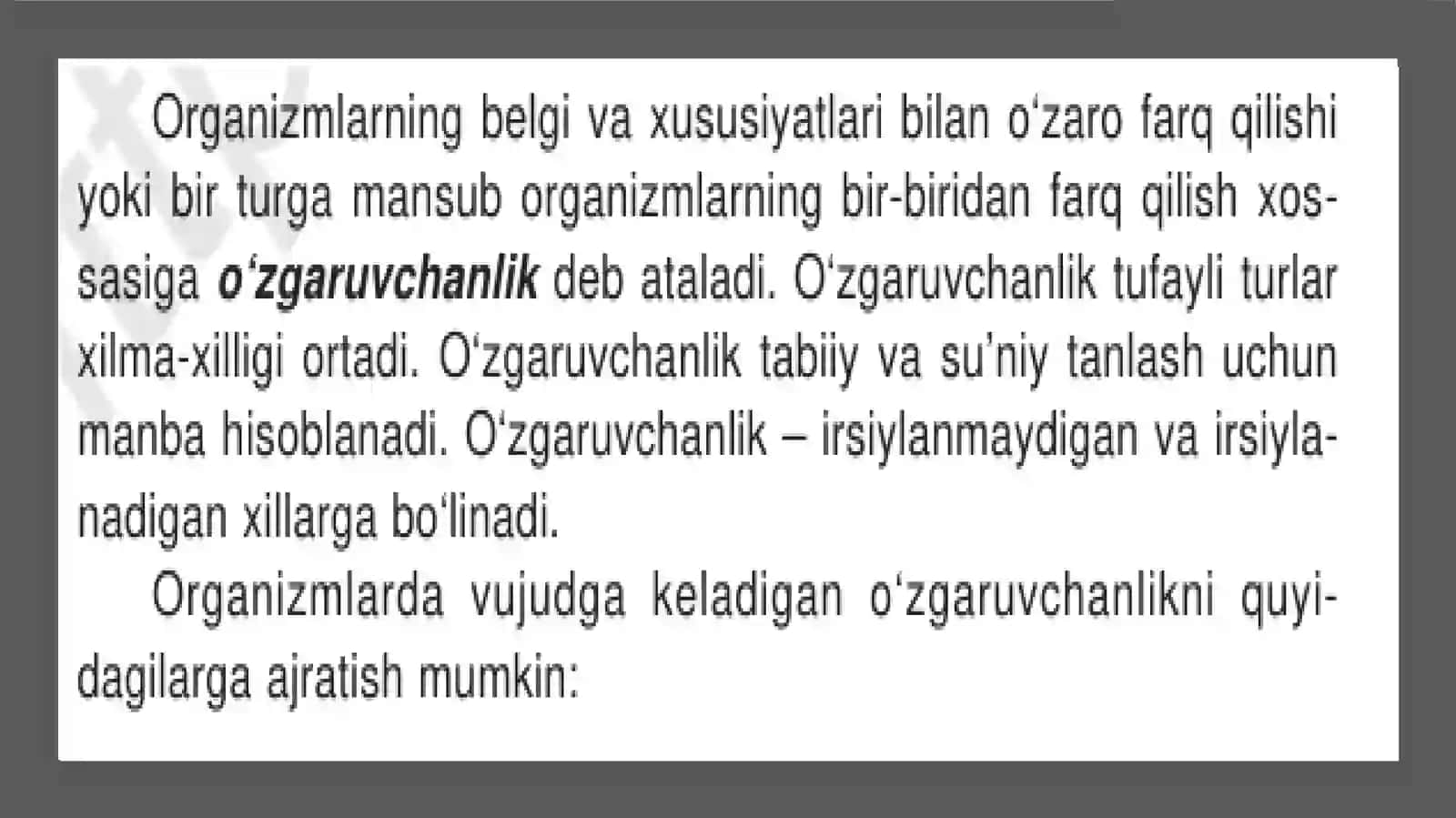 O‘zgaruvchanlik 2
