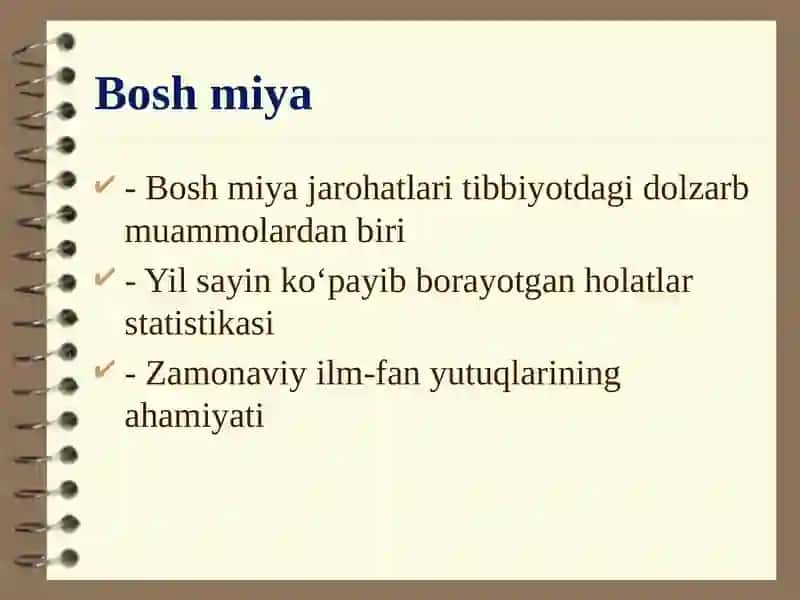 Bosh miya jarohatlarida zamonaviy fan yutuqlarini Blum taksonomiyasi asosida tahlil qilish 2