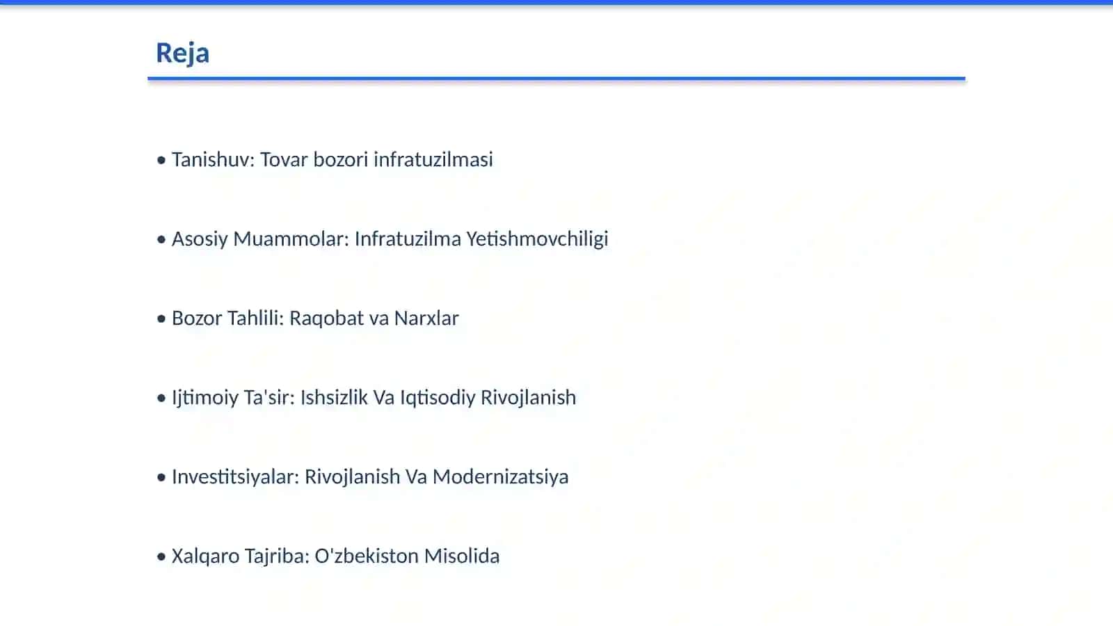Tovar Bozori Infratuzilmasini Rivojlantirish Muammolari 2
