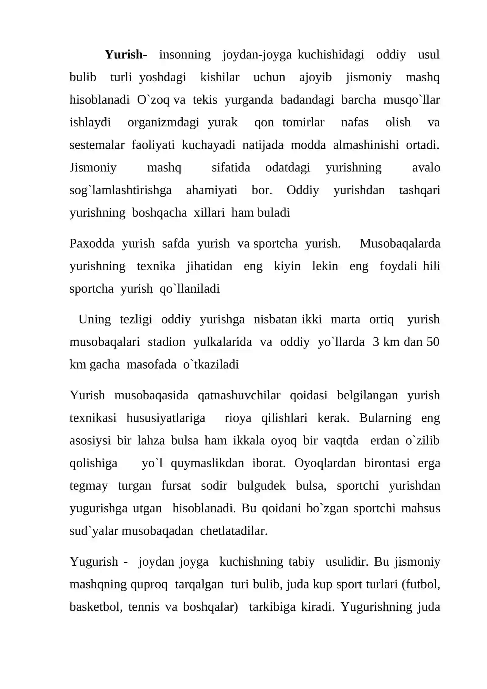 Yengil atletika yugurish yo’lkasi 2