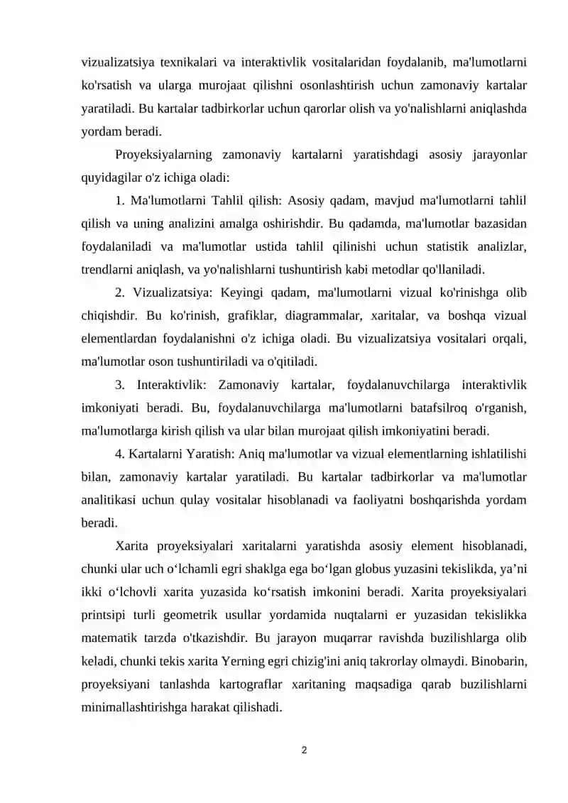 Proyeksiyalarning zamonaviy kartalarni yaratilishdagi òrni 2