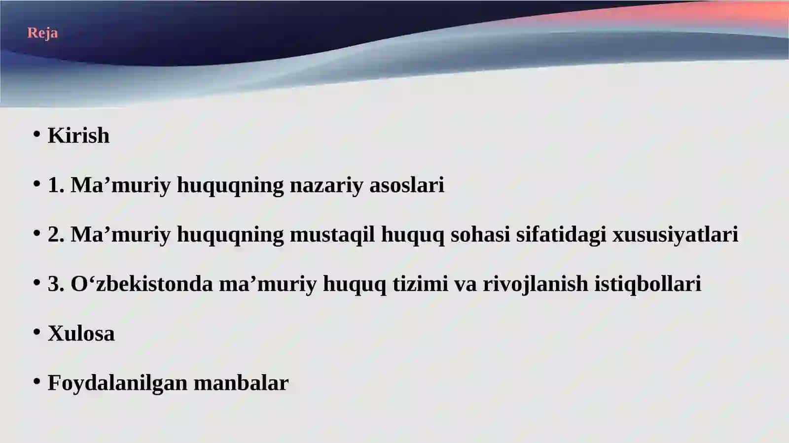 Ma’muriy huquq–mustaqil huquq sohasi 2