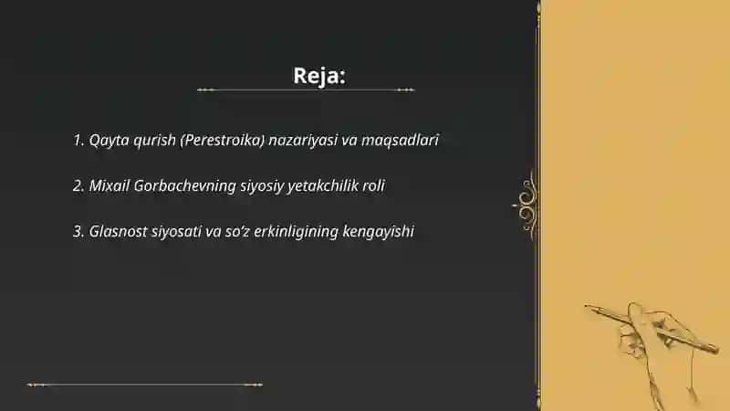Qayta qurish (Perestroika) nazariyasi 2