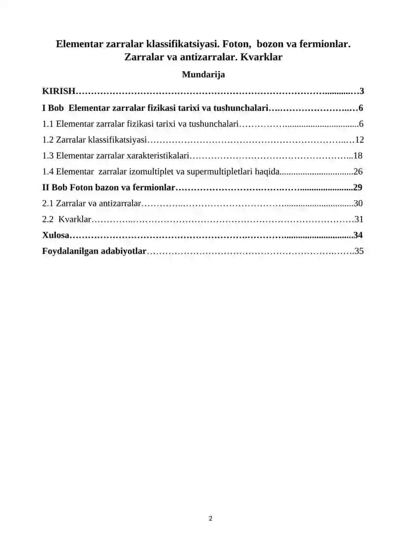 "ATOM YADROSI VA ELEMENTAR ZARRALAR FIZIKASI" 2
