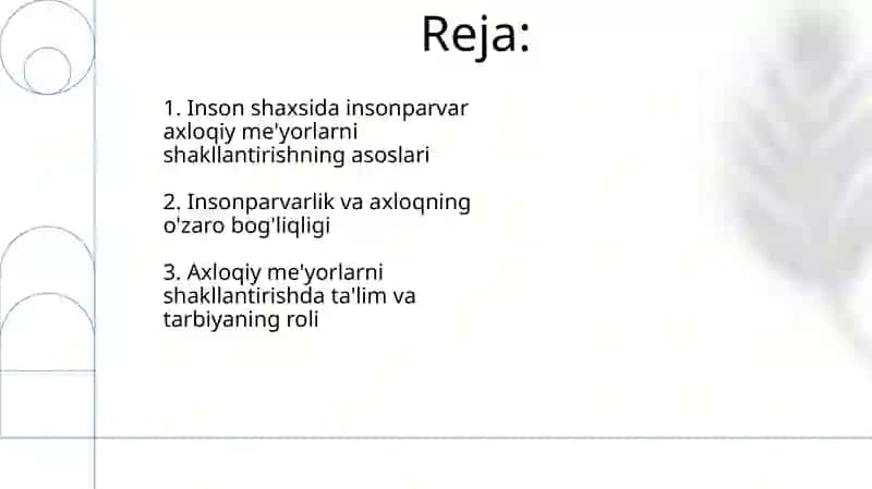 Insonparvarlik odobi me'yorlarini shakllantirish 2