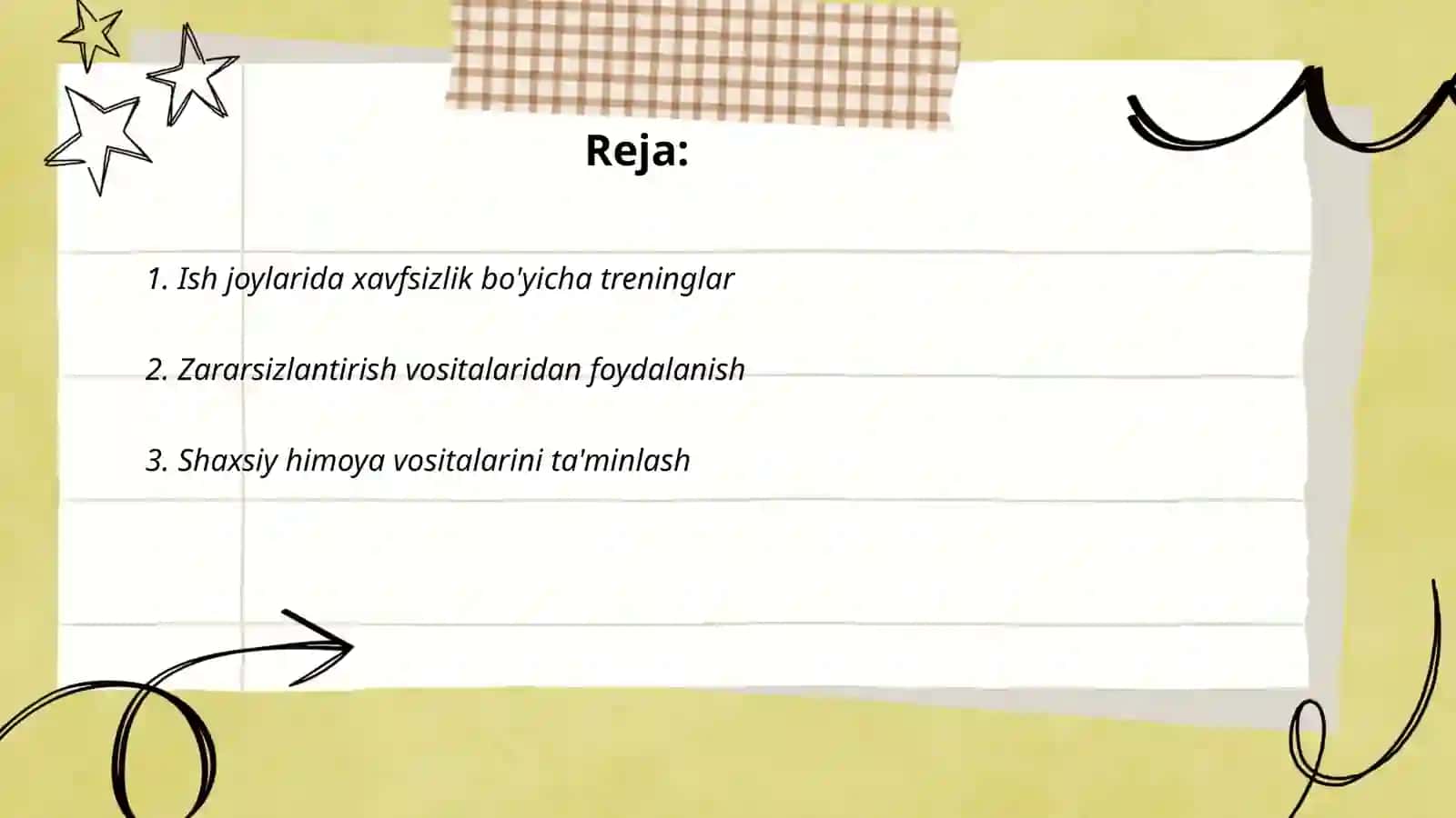 Ish joydagi zararli omillarning ishchilarga va atrof muhitga salbiy ta'sirini kamaytirishning dastlabki bosqichi 2