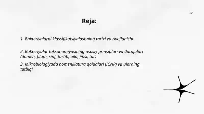 Bakteriyalarni klassifikatsiyasi toksonomiya va nomenklaturasi 2