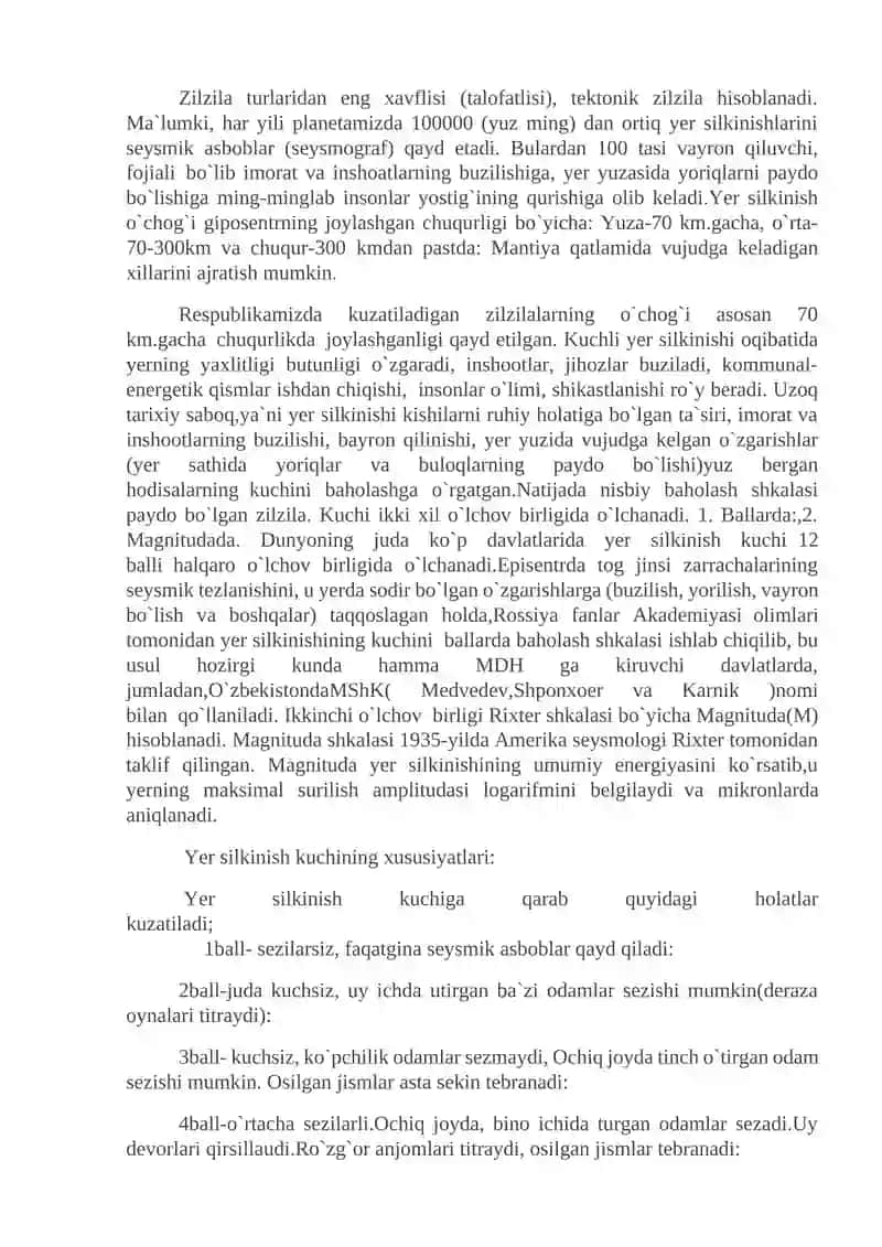 Tabiiy ofatlar turlari 2