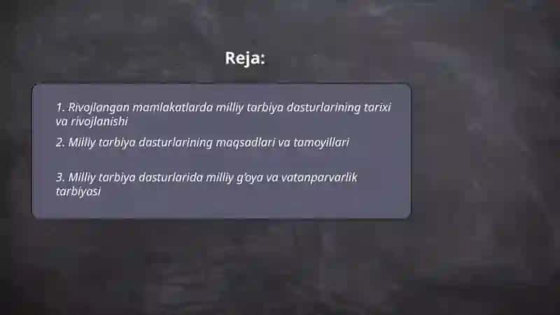Rivojlangan mamlakatlarda milliy tarbiya dasturlari 2