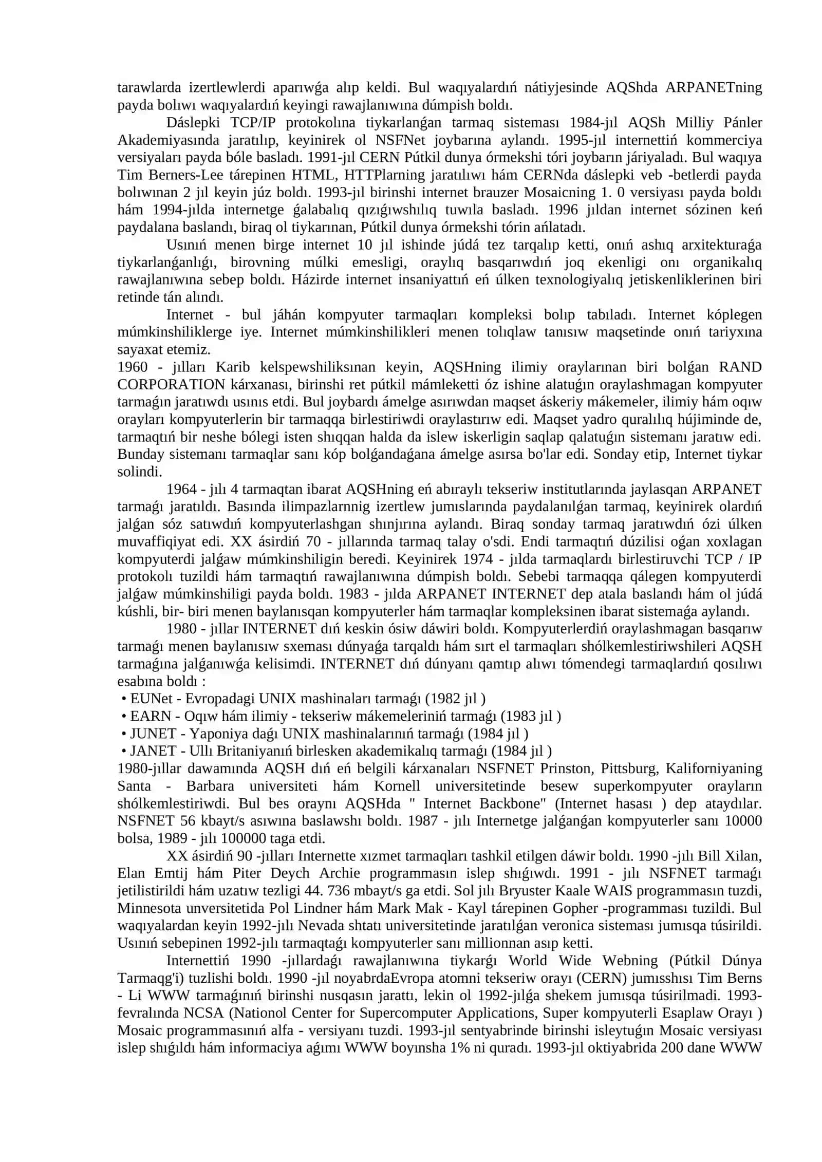 7-LEKCIYA: INTERNET HÁMVA ONIŃ TARIYXSHI USHÍN IMKANIYATLARI 2
