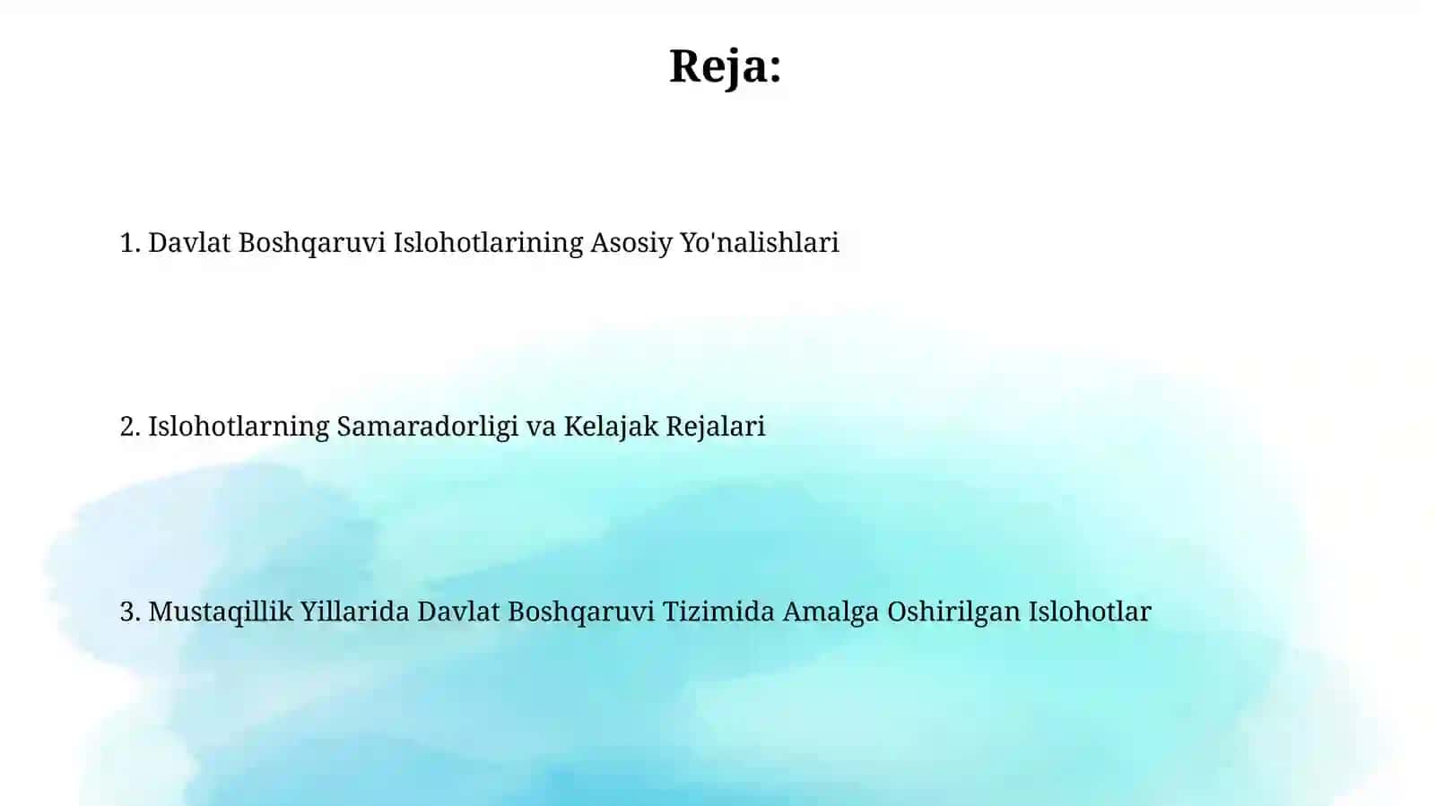 Davlat Boshqaruvi Islohotlarining Asosiy Yo'nalishlari 2