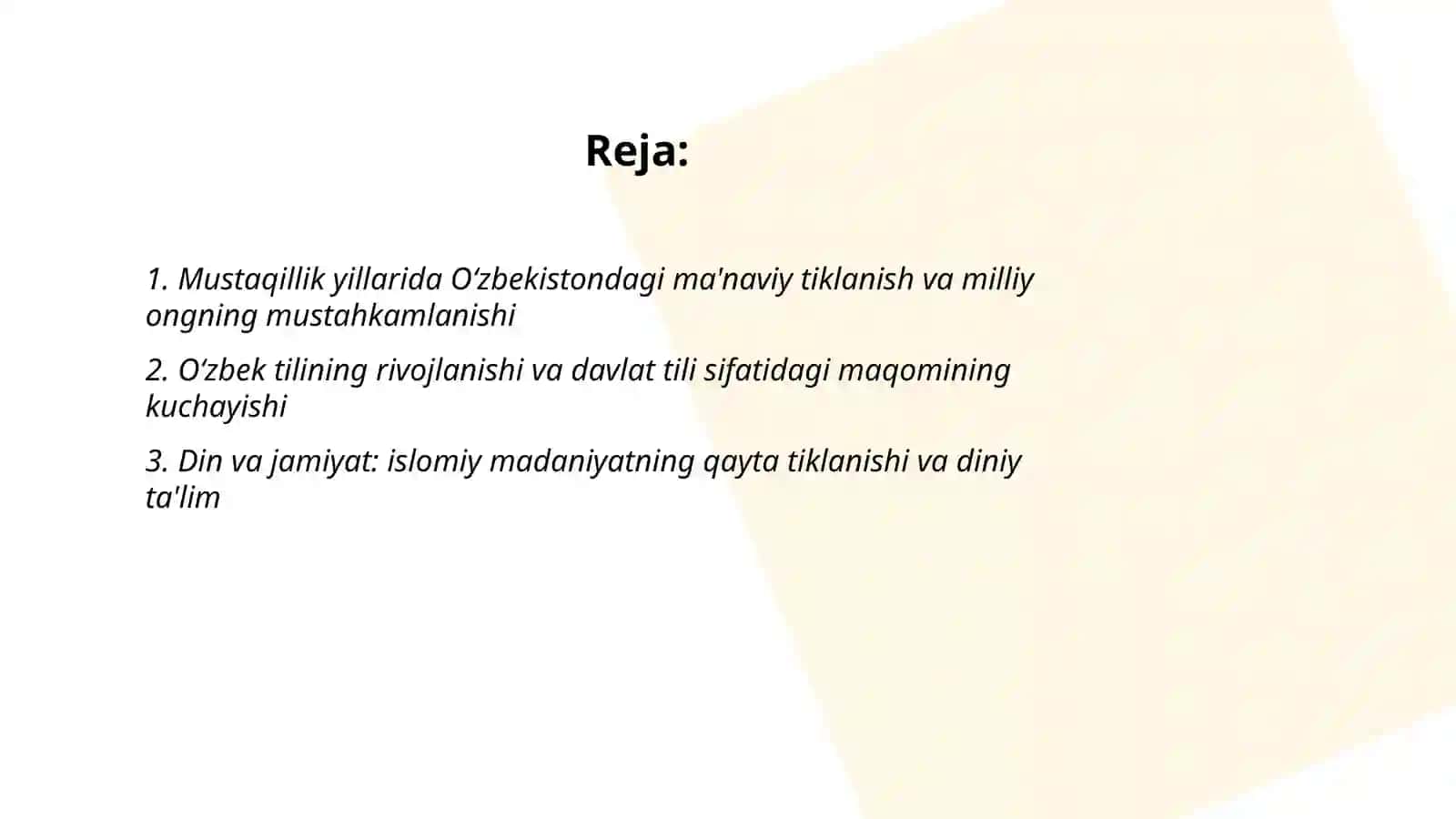 Mustaqillik yillarida Oʻzbekistondagi manaviy vaa madaniy taraqqiyot 2