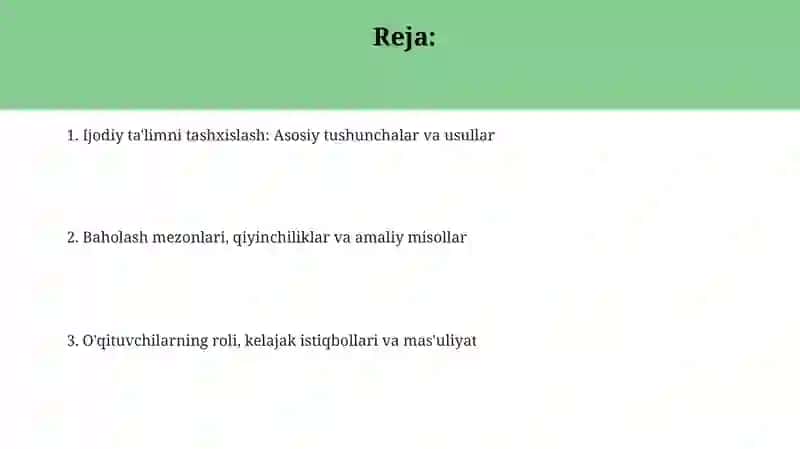 Ijodiy ta'limni tashxis etishining mohiyati 2