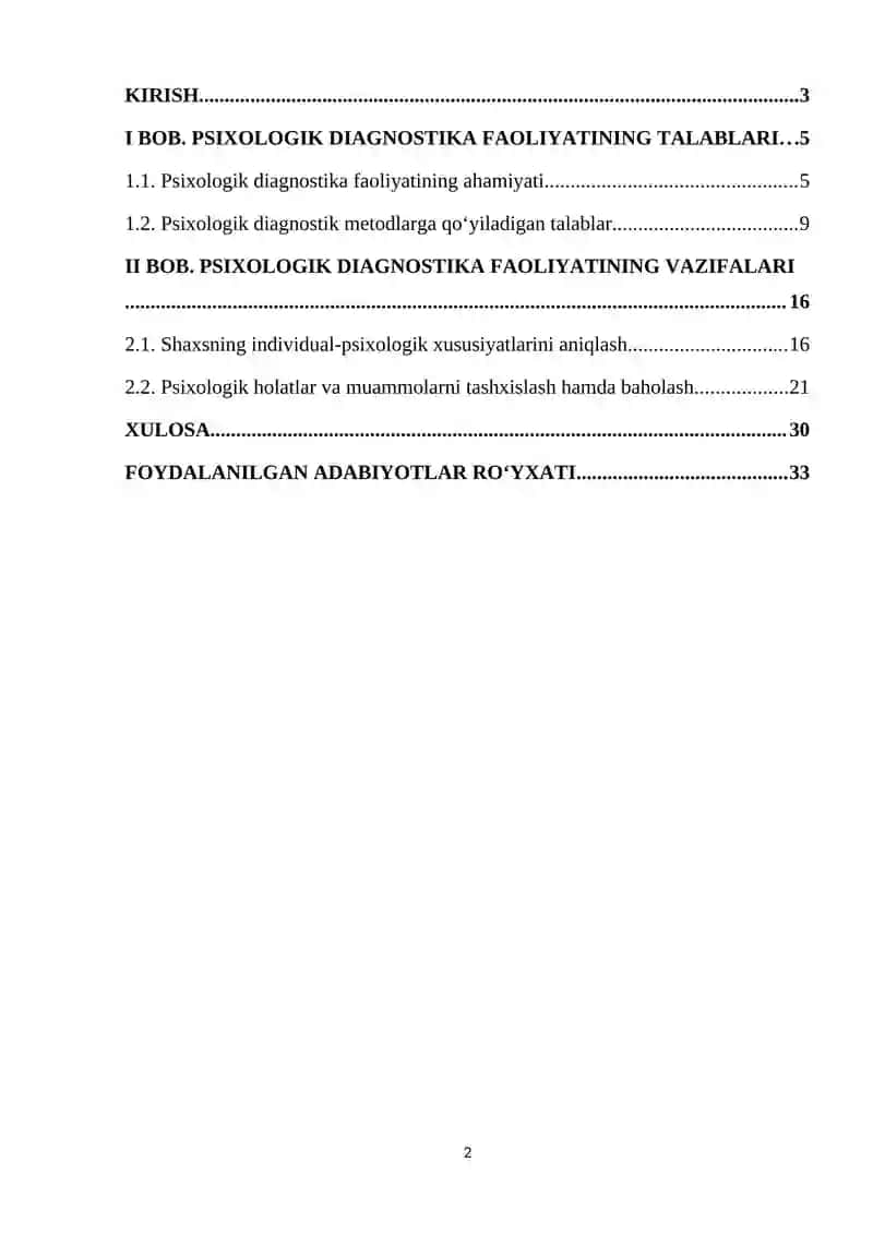 PSIXOLOGIK DIAGNOSTIKA FAOLIYATINI TALABLARI VA VAZIFALARI 2