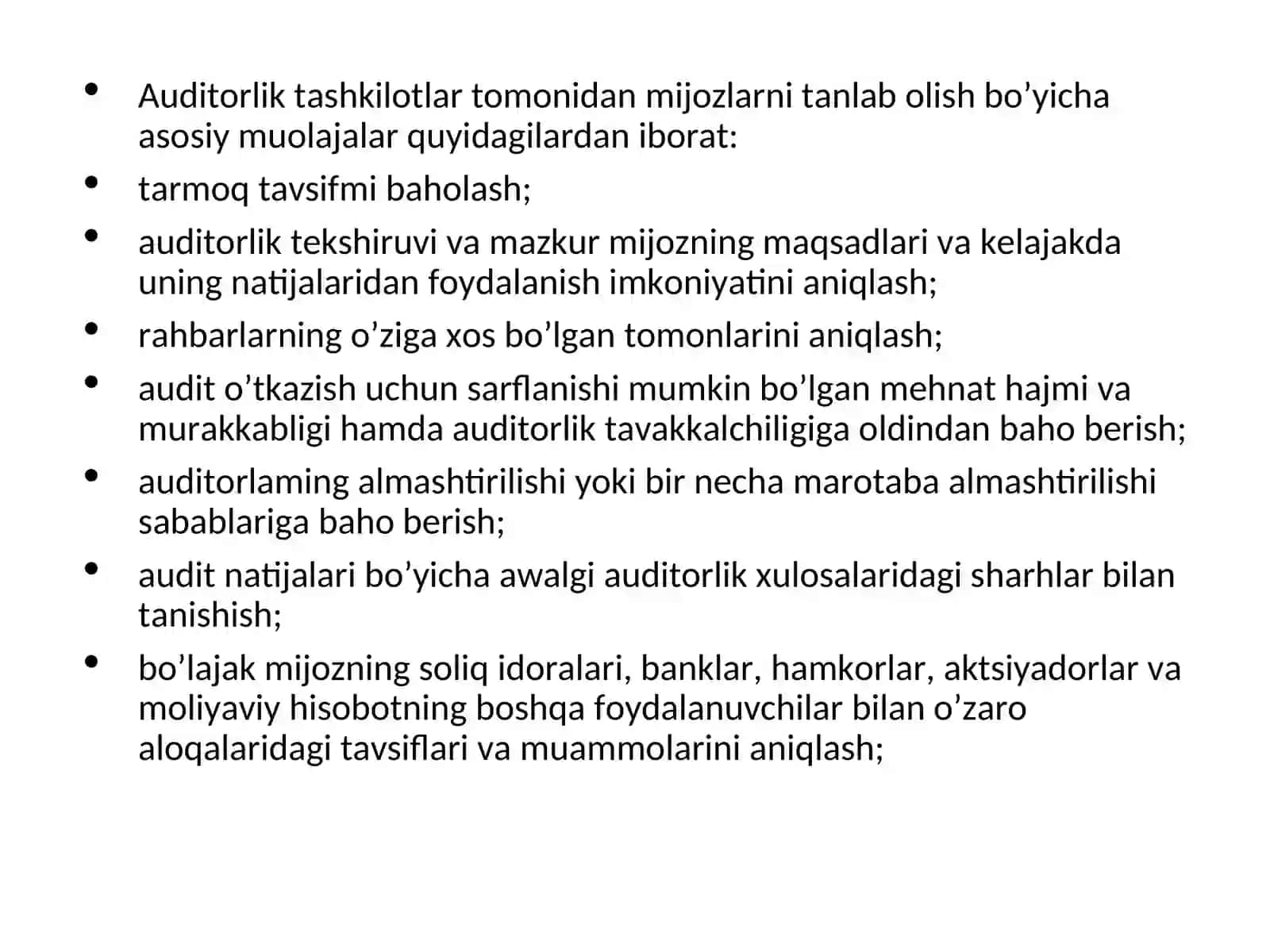 Audit tekshiruvining umumiy maqsadi 2