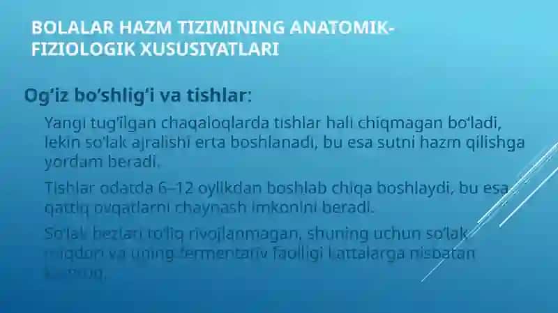 Bolalar hazm tizimi anatomik-fiziologik xususiyatlari 2