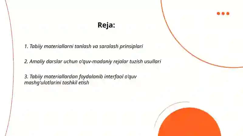 Tabiiy materiallardan amaliy darslarni tashkil etish metodikasi 2