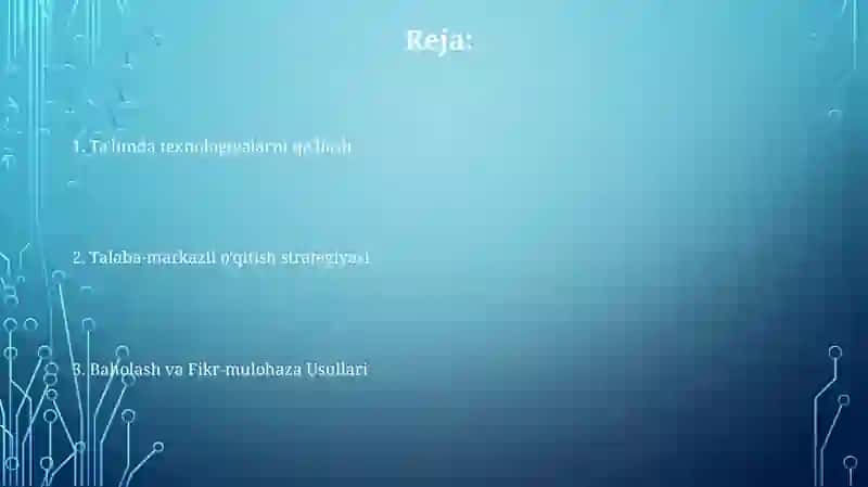 Umumiy òrta ta'lim maktablarida òqitish jarayonlarini tashkil etishga doir zamonaviy yondashuvlar 2