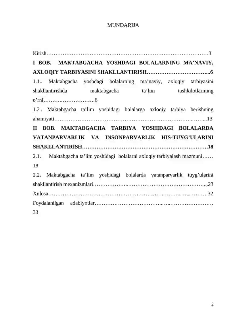 MAKTABGACHA YOSHDAGI BOLALARNING MA’NAVIY, AXLOQIY TARBIYASIDA VATANPARVARLIK, INSONPARVARLIK HIS-TUYG’USINI SHAKLLANTIRISH 2