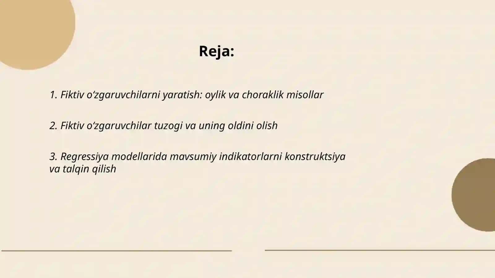 Mavsumiylikni fiktiv o‘zgaruvchilar asosida modellashtirish 2