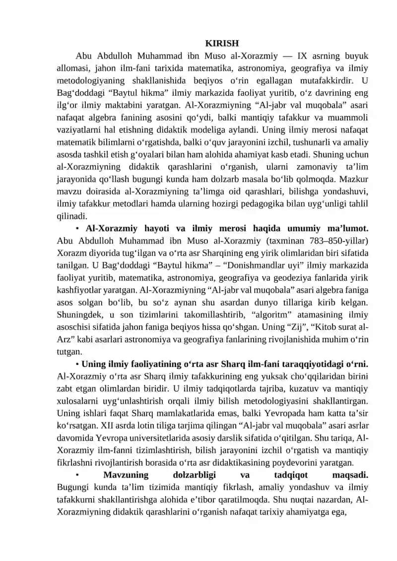 Abu Abdulloh Muhammad ibn Muso al-Xorazmiyning didaktik g‘oyalari. 2