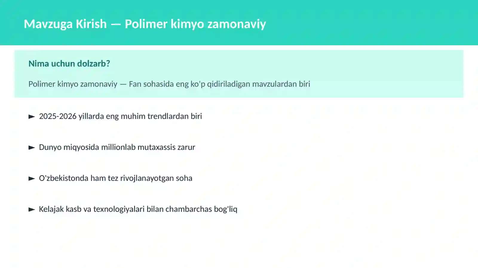 Polimеr kimyo zamonaviy 2